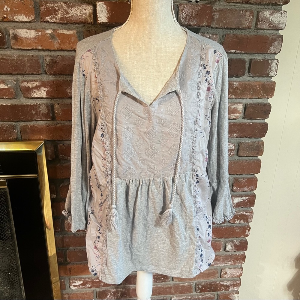 Gray Floral Style & Co Blouse